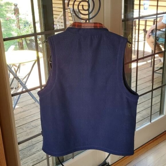 Renegade Embroidered Blue Corduroy Flannel Lined Full Zip Collared Sz. M Vest - Picture 5 of 8